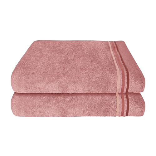 Schiesser Frottier Duschtuch Skyline Color im 2er Set | 100% Baumwolle aus nachhaltiger Produktion | saugstark, weich, farbecht | 70x140cm | Altrosa von Schiesser