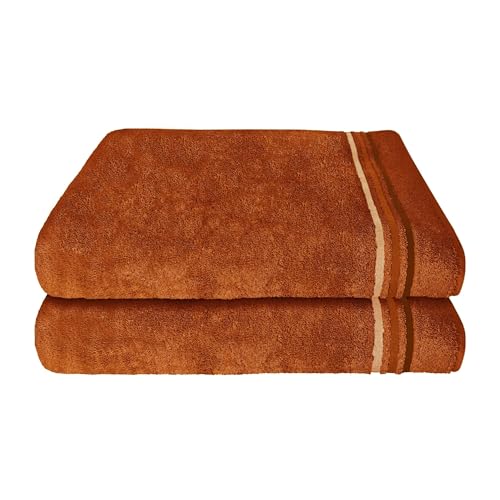 Schiesser Frottier Duschtuch Skyline Color im 2er Set | 100% Baumwolle aus nachhaltiger Produktion | saugstark, weich, farbecht | 70x140cm | Terrakotta von Schiesser