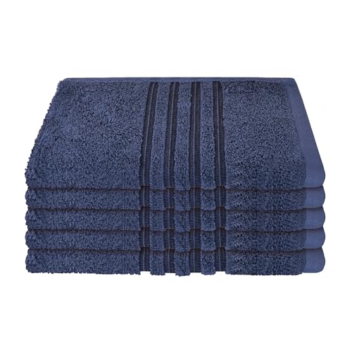 Schiesser Gästetuchset Milano - 5-teilig - 30 x 50 cm - Dunkelblau von Schiesser