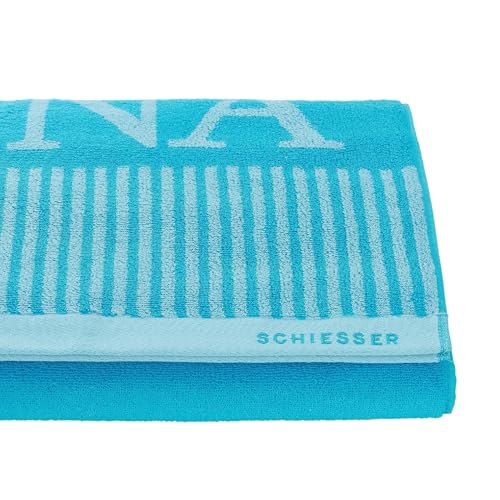 Schiesser Frottier Saunatuch Rom | garngefärbt, weich, saugstark | 100% Baumwolle | Oeko-Tex Zertifiziert | 75x200 cm | Türkis von Schiesser