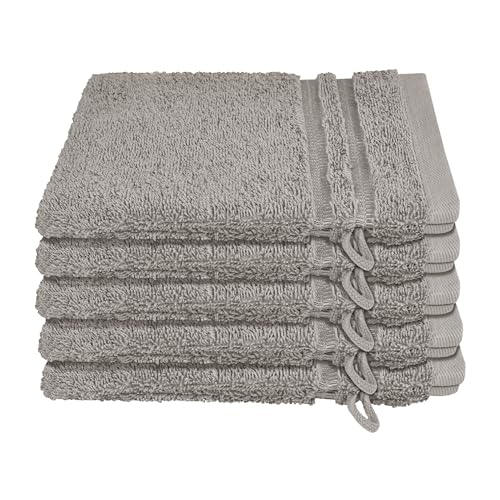 Schiesser Frottier Waschhandschuh Milano im 5er Set | 100% Baumwolle aus nachhaltiger Produktion | weich, saugstark, farbecht | 16x22cm | Hellgrau von Schiesser