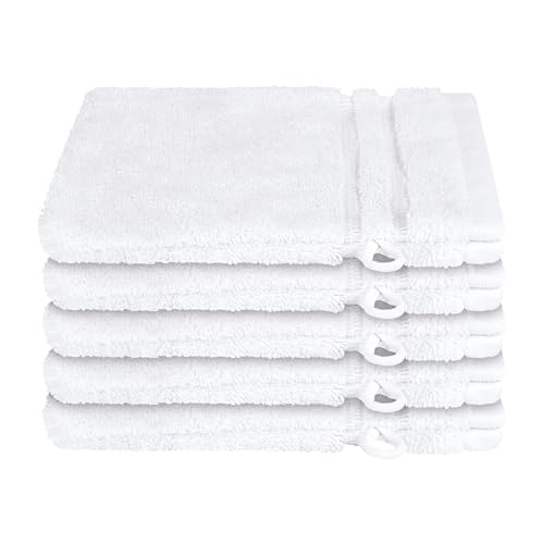 Schiesser Frottier Waschhandschuh Milano im 5er Set | 100% Baumwolle aus nachhaltiger Produktion | weich, saugstark, farbecht | 16x22cm | Weiß von Schiesser