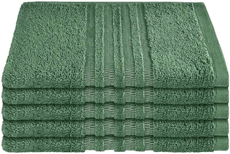 Schiesser Gästehandtücher Milano aus 100% Baumwolle mit eleganter Bordüre in Hoch-Tief-Optik, Frottier (Set, 5-St), Made in Green von Schiesser