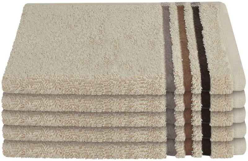 Schiesser Gästehandtücher Skyline Color aus 100 % Baumwolle mit eleganter Streifenbordüre, Frottier (Set, 5-St), MADE IN GREEN by OEKO-TEX® von Schiesser