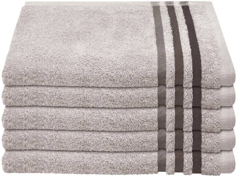 Schiesser Gästehandtücher Skyline Color aus 100 % Baumwolle mit eleganter Streifenbordüre, Frottier (Set, 5-St), MADE IN GREEN by OEKO-TEX® von Schiesser