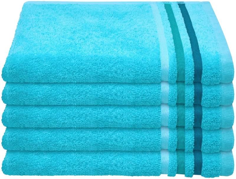 Schiesser Gästehandtücher Skyline Color aus 100 % Baumwolle mit eleganter Streifenbordüre, Frottier (Set, 5-St), MADE IN GREEN by OEKO-TEX® von Schiesser