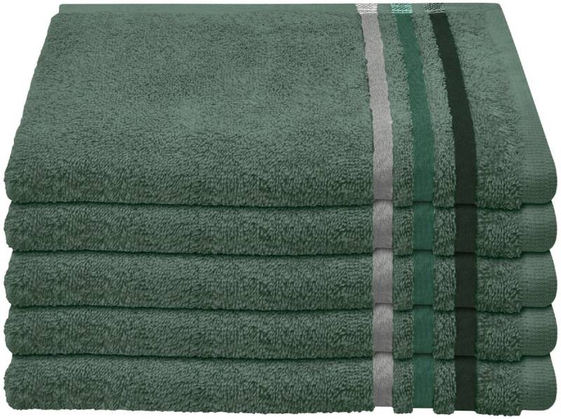Schiesser Gästehandtücher Skyline Color aus 100 % Baumwolle mit eleganter Streifenbordüre, Frottier (Set, 5-St), MADE IN GREEN by OEKO-TEX® von Schiesser