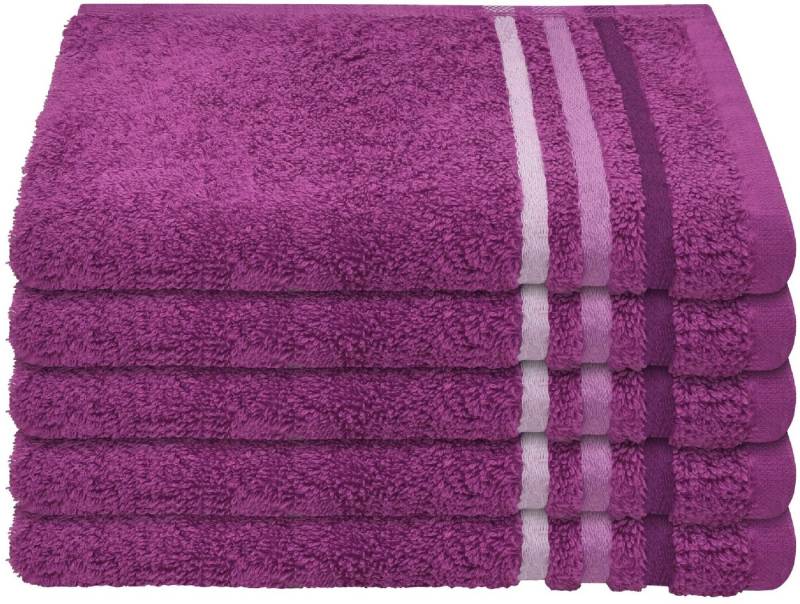 Schiesser Gästehandtücher Skyline Color aus 100 % Baumwolle mit eleganter Streifenbordüre, Frottier (Set, 5-St), MADE IN GREEN by OEKO-TEX® von Schiesser