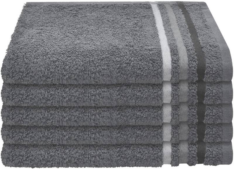 Schiesser Gästehandtücher Skyline Color aus 100 % Baumwolle mit eleganter Streifenbordüre, Frottier (Set, 5-St), MADE IN GREEN by OEKO-TEX® von Schiesser