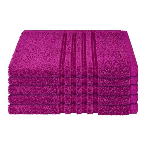 Schiesser Gästetuchset Milano - 5-teilig - 30 x 50 cm - Fuchsia von Schiesser