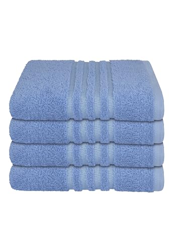Schiesser Handtuch-Set Milano aus 100% Baumwolle, 4-teilig, Farbe:Hellblau, Größe:50 x 100 cm von Schiesser