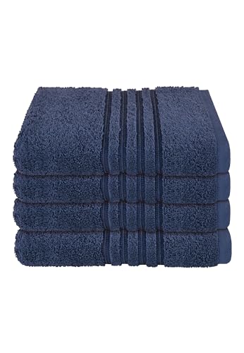 Schiesser Handtuch-Set Milano aus 100% Baumwolle, 4-teilig, Farbe:Marine, Größe:50 x 100 cm von Schiesser
