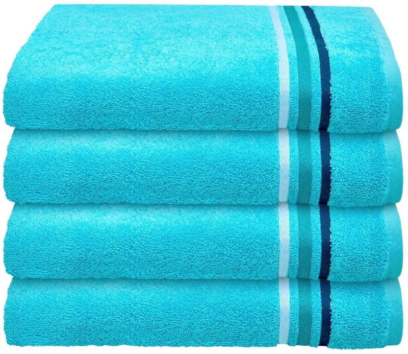 Schiesser Handtücher Skyline Color aus 100 % Baumwolle mit eleganter Streifenbordüre, Frottier (Set, 4-St), MADE IN GREEN by OEKO-TEX® von Schiesser