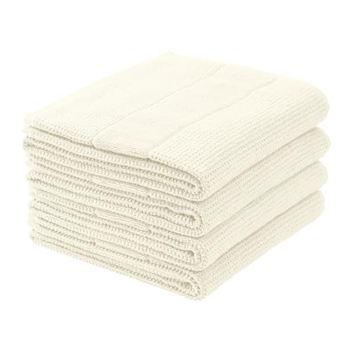 Schiesser Handtücher Turin im 4er Set aus 100% Baumwolle, nachhaltig und fair produziert, Farbe:Offwhite, Größe:50 cm x 100 cm von Schiesser