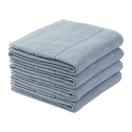 Schiesser Handtücher Turin im 4er Set aus 100% Baumwolle, nachhaltig und fair produziert, Farbe:Rauchblau, Größe:50 cm x 100 cm von Schiesser