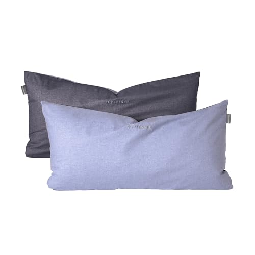 Schiesser Kissenhülle Doubleface im 2er Set | Renforcé | 100% Baumwolle aus nachhaltiger Produktion | 40x80cm | Blau von Schiesser