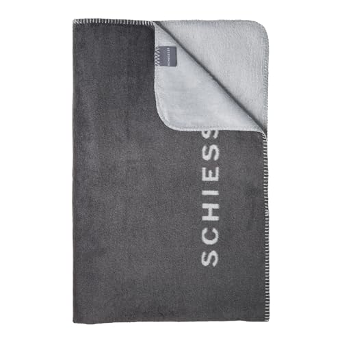 Schiesser Kuscheldecke Klara in Wendeoptik | Baumwoll-Mix | warm und flauschig | schadstoffgeprüft | 150x200cm | Dunkelgrau | Anthrazit von Schiesser