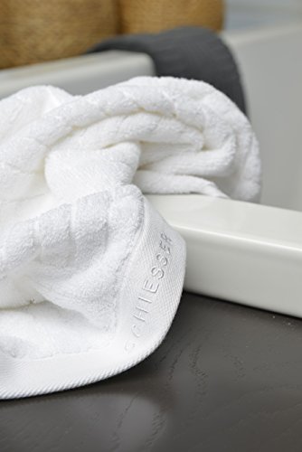 SCHIESSER Premium Duschtuch 70x140cm , Weiß , Anthrazit und Türkis (Weiß) von Schiesser