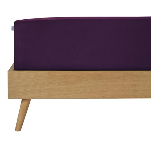 Schiesser Boxspringbett Spannbettlaken Flexi aus 95% gekämmter Baumwolle und 5% Elasthan für maximale Flexibilität, Made IN Green, Farbe:Aubergine, Größe:180 cm x 200 cm von Schiesser