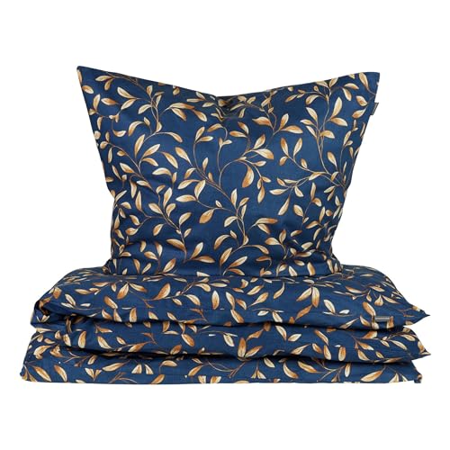Schiesser Renforcé Bettwäsche Set Liliebeth in kuschelweicher Baumwoll-Qualität, Farbe:Blau und Beige, Größe:155 cm x 220 cm von Schiesser