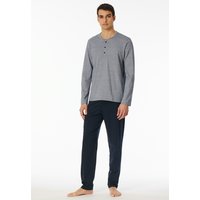 Schiesser Schlafanzug ""Casual Essentials"", (2 tlg.), mit feinen, gestrickten Ringeln, Knopfleiste, langärmelig von Schiesser