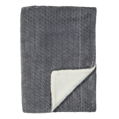 Schiesser Sherpa-Decke ELSA | Fleece-Kuscheldecke mit wärmendem Teddy-Plüsch | Überwurf für Couch und Sofa | Schadstoffgeprüft | Oeko-TEX | 150x200cm | Dunkelgrau | Anthrazit von Schiesser
