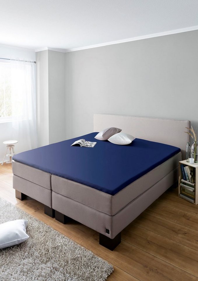 Schiesser Spannbettlaken Flexi für Topper aus 95% Baumwolle und 5% Elasthan in Premium-Qualität, Jersey-Elasthan, Gummizug: rundum, (1 Stück), für Matratzen bis zu 10 cm Höhe, MADE IN GREEN by OEKO-TEX® von Schiesser