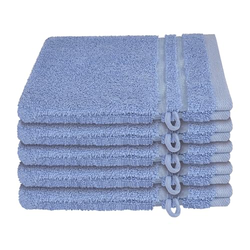 Schiesser Frottier Waschhandschuh Milano im 5er Set | 100% Baumwolle aus nachhaltiger Produktion | weich, saugstark, farbecht | 16x22cm | Hellblau von Schiesser