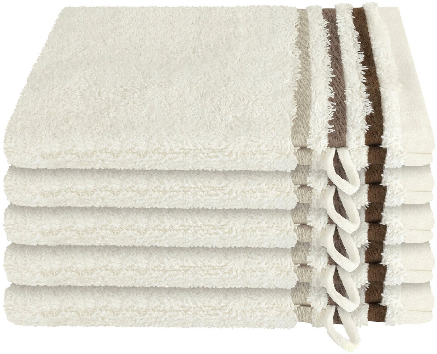 Schiesser Waschhandschuh Skyline Color aus 100 % Baumwolle mit eleganter Streifenbordüre, (5-St), MADE IN GREEN by OEKO-TEX® von Schiesser