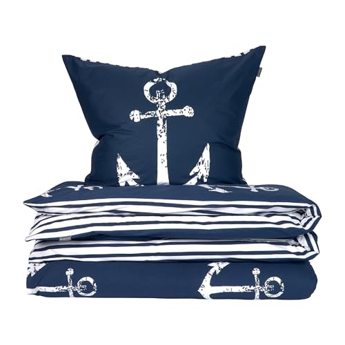 SSchiesser Bettwäscheset Marina | 2-teilig | Maritim | Renforcé | 100% Baumwolle | Oeko-Tex Zertifiziert | Reißverschluss | 155x220cm + 80x80cm | Dunkelblau SSchiesser Bettwäscheset Marina | 2-teilig | Maritim | Renforcé | 100% Baumwolle | Oeko-Tex Zertifiziert | Reißverschluss | 155x220cm + 80x80cm | Dunkelblau von Schiesser