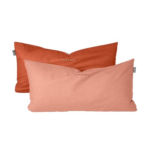 Schiesser Kissenhülle Doubleface im 2er Set | Renforcé | 100% Baumwolle aus nachhaltiger Produktion | 40x80cm | Terrakotta von Schiesser