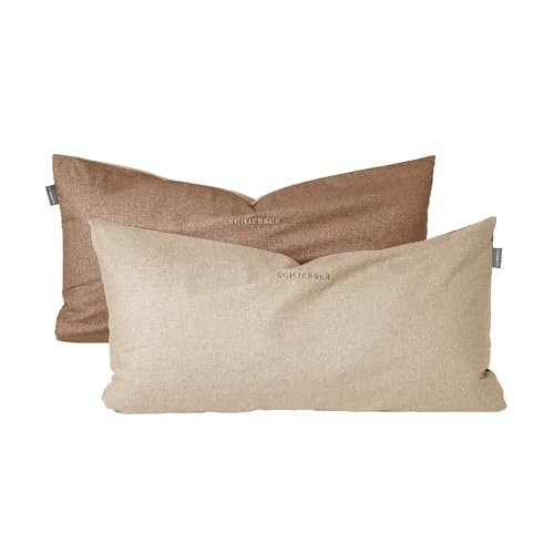 Schiesser Kissenhülle Doubleface im 2er Set | Renforcé | 100% Baumwolle aus nachhaltiger Produktion | 40x80cm | Sand von Schiesser