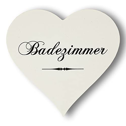 Türschild Schild Herz Holz 15cm selbstklebend (Badezimmer) von Schildbürger