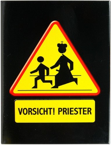 Kühlschrank Metall Magnet 6x8 cm"Vorsicht Priester" Nostalgie Tin Sign EMAG87 von WOGEKA ART