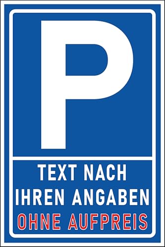 Parkplatzschild mit Wunschtext Hinweisschild - Parkplatz blau Hochformat - stabile 3 mm Kuststoff - Schild Parkverbot, Halteverbot, Warnschild, INDIVIDUELL von SchilderBahn