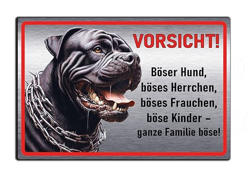 Warnschild Hund – Wetterfestes Hundeschild aus Aluverbund 30x20 cm in Edelstahl-Optik – Lustiges Metallschild „Böser Hund“ für Garten, Zaun & Haustür – Robustes Haustürschild Geschenk von SchilderBahn