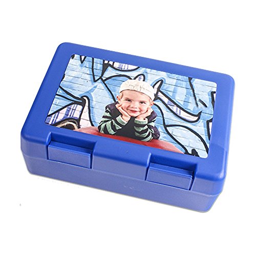 Schilderfeuerwehr Brotzeitbox für Kinder mit Foto Namen selbst gestalten und Bedrucken Brotbüchse Frühstücksdose Brotbox (Blau) von Schilderfeuerwehr