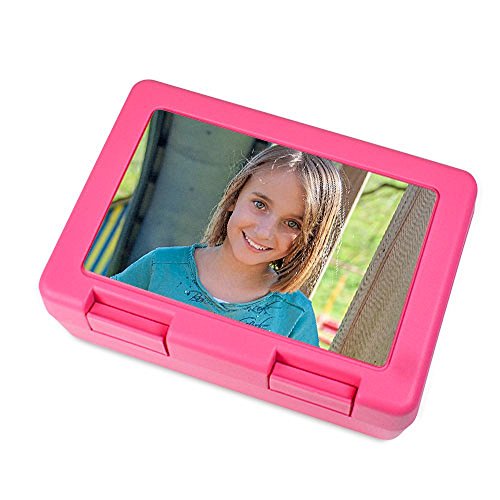 Schilderfeuerwehr Brotzeitbox für Kinder mit Foto Namen selbst gestalten und Bedrucken Brotbüchse Frühstücksdose Brotbox (Pink) von Schilderfeuerwehr