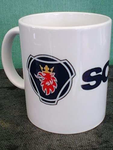 Kaffeetasse Tasse mit LKW Truck Logos und Texten Sprüche Scania Mercedes Daf Iveco Volvo Porzellan Keramik (SCANIA) von Schilderfeuerwehr