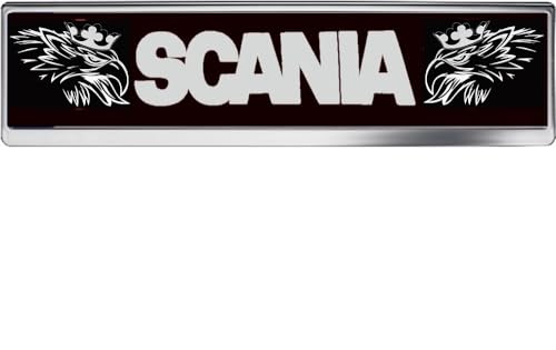 LED-Schild mit Scania-Greif-Logo, 52x11,5cm ✓ 18 LEDs ✓ Lasergraviertes edles Leuchtschild als Truck-Accessoire | Beleuchtetes LED-Schild für den 12/24Volt-Anschluss | LKW-Zubehör für Trucker in verschiedenen Farben von Schilderfeuerwehr