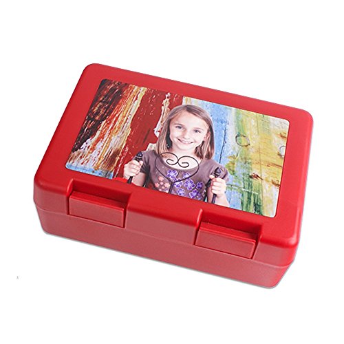 Schilderfeuerwehr Brotzeitbox für Kinder mit Foto Namen selbst gestalten und Bedrucken Brotbüchse Frühstücksdose Brotbox (Rot) von Schilderfeuerwehr