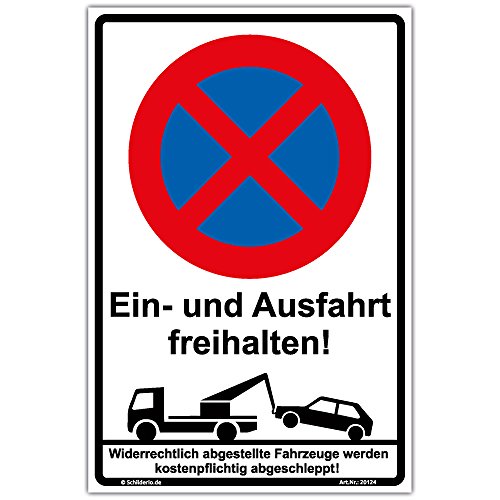 Aufkleber "Halteverbot - Ein und Ausfahrt freihalten" PVC Vinylaufkleber 600x400 mm Hochformat Aufkleber "Halteverbot - Ein und Ausfahrt freihalten" PVC Vinylaufkleber 600x400 mm Hochformat von Schilderio