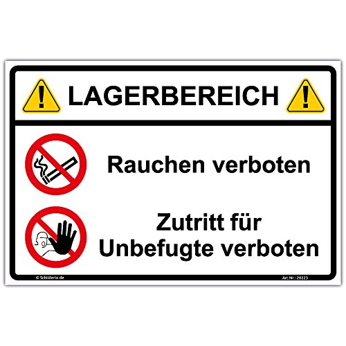 Aufkleber "Lagerbereich Rauchen und Zutritt verboten" PVC Vinylaufkleber 300x200 mmQuerformat Aufkleber "Lagerbereich Rauchen und Zutritt verboten" PVC Vinylaufkleber 300x200 mmQuerformat von Schilderio
