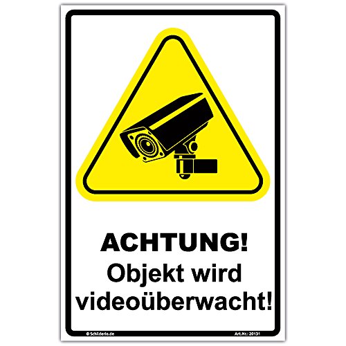 Aufkleber "Objekt wird videoüberwacht" PVC Vinylaufkleber 300x200 mm Hochformat Aufkleber "Objekt wird videoüberwacht" PVC Vinylaufkleber 300x200 mm Hochformat von Schilderio