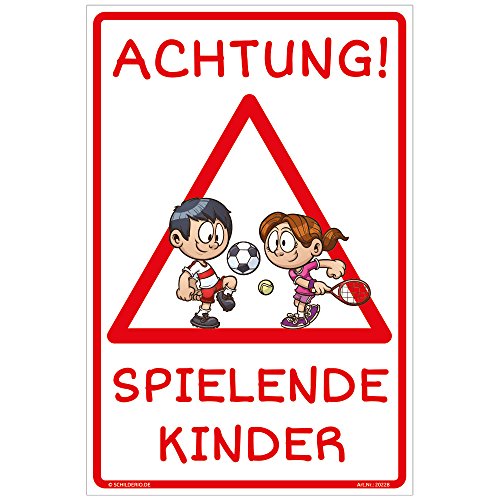 Schild Achtung spielende Kinder Hinweisschild 300x200mm Hochformat stabile Aluminiumverbundplatte 3mm stark von Schilderio