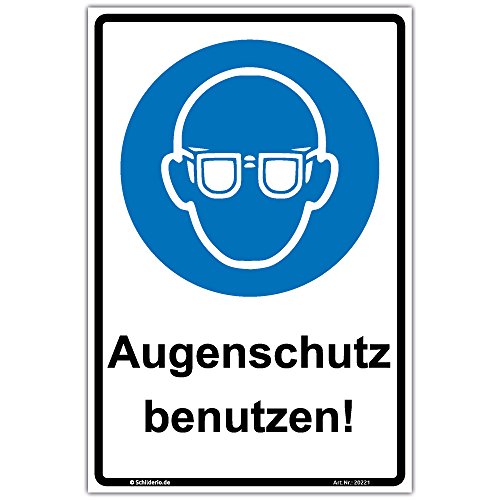 Schild Augenschutz benutzen ASR 1 3 Hinweisschild 300x200mm Hochformat stabile Aluminiumverbundplatte 3mm stark von Schilderio