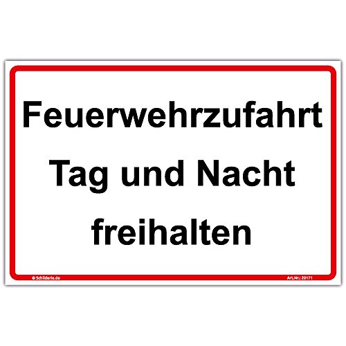 Schild Feuerwehrzufahrt Tag und Nacht freihalten Hinweisschild 450x300mm stabile Aluminiumverbundplatte 3mm stark von Schilderio