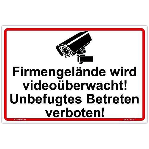 Schild"Firmengelände unbefugtes Betreten verboten" Hinweisschild 450x300 mm stabile Aluminiumverbundplatte 3mm stark von Schilderio