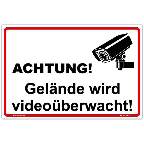Schild"Gelände wird videoüberwacht" Hinweisschild 450x300 mm stabile Aluminiumverbundplatte 3mm stark von Schilderio