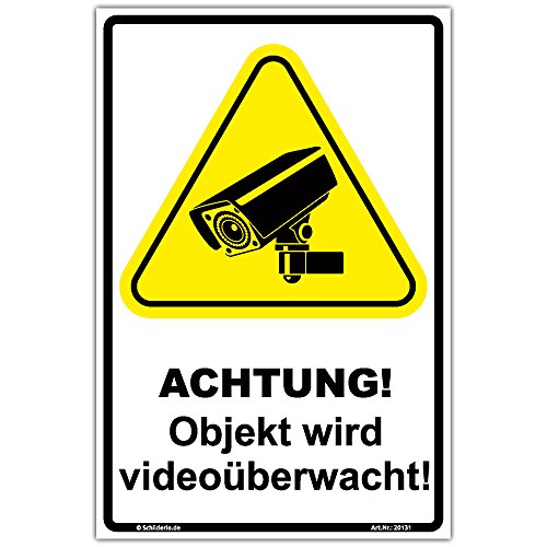 Schild"Objekt wird videoüberwacht" Hinweisschild 450x300 mm hochkant, stabile Aluminiumverbundplatte 3mm stark von Schilderio